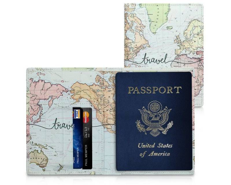 kwmobile Etui Reisepass Hülle mit Kartenfächern, Kunstleder Ausweishülle Passhülle Kartenetui Tasche - Reisepasshülle von kwmobile