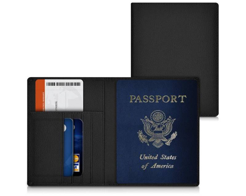 kwmobile Etui Reisepass Hülle mit Kartenfächern, Kunstleder Ausweishülle Passhülle Kartenetui Tasche - Reisepasshülle von kwmobile