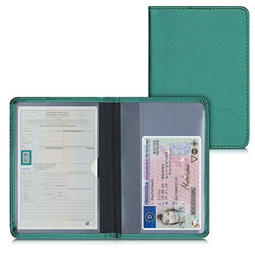 kwmobile Fahrzeugschein Hülle mit Kartenfächern - Kunstleder Etui Tasche für Auto Zulassungsbescheinigung Führerschein Dunkelgrün von kwmobile