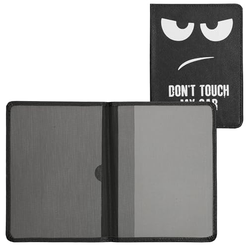kwmobile Fahrzeugschein Hülle mit Kartenfächern - Kunstleder Tasche italienische Zulassungsbescheinigung - Don't touch my Car Weiß Schwarz von kwmobile