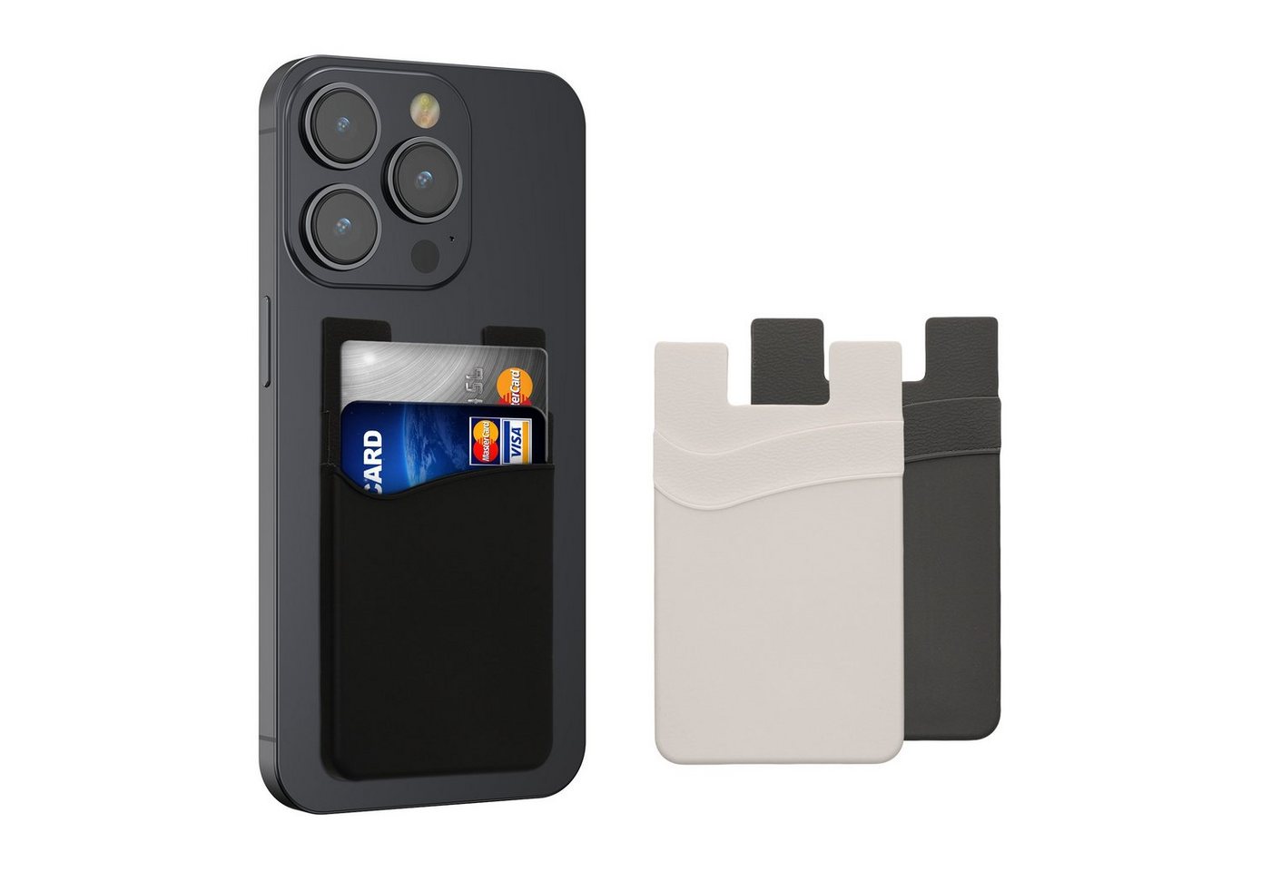 kwmobile Kartenetui 3x Stick-on Kartenhalter für Kreditkarten - Halter (1-tlg), 5,7 x 9,8 cm - für bis zu 4 Karten oder Bargeld - Wallet von kwmobile