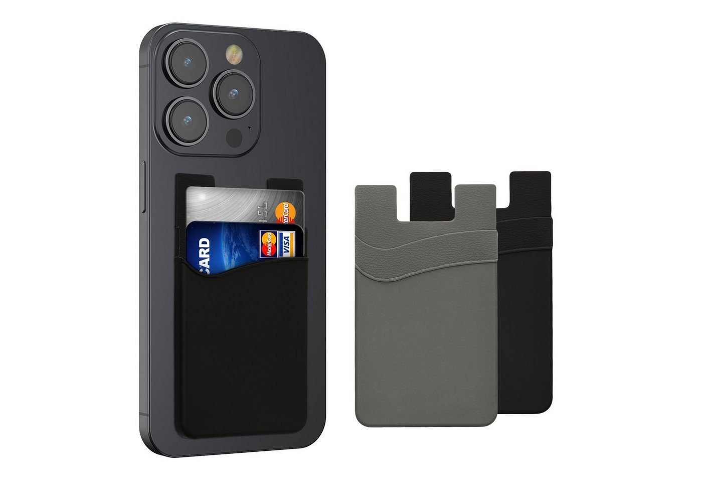 kwmobile Kartenetui 3x Stick-on Kartenhalter für Kreditkarten - Halter (1-tlg), 5,7 x 9,8 cm - für bis zu 4 Karten oder Bargeld - Wallet von kwmobile