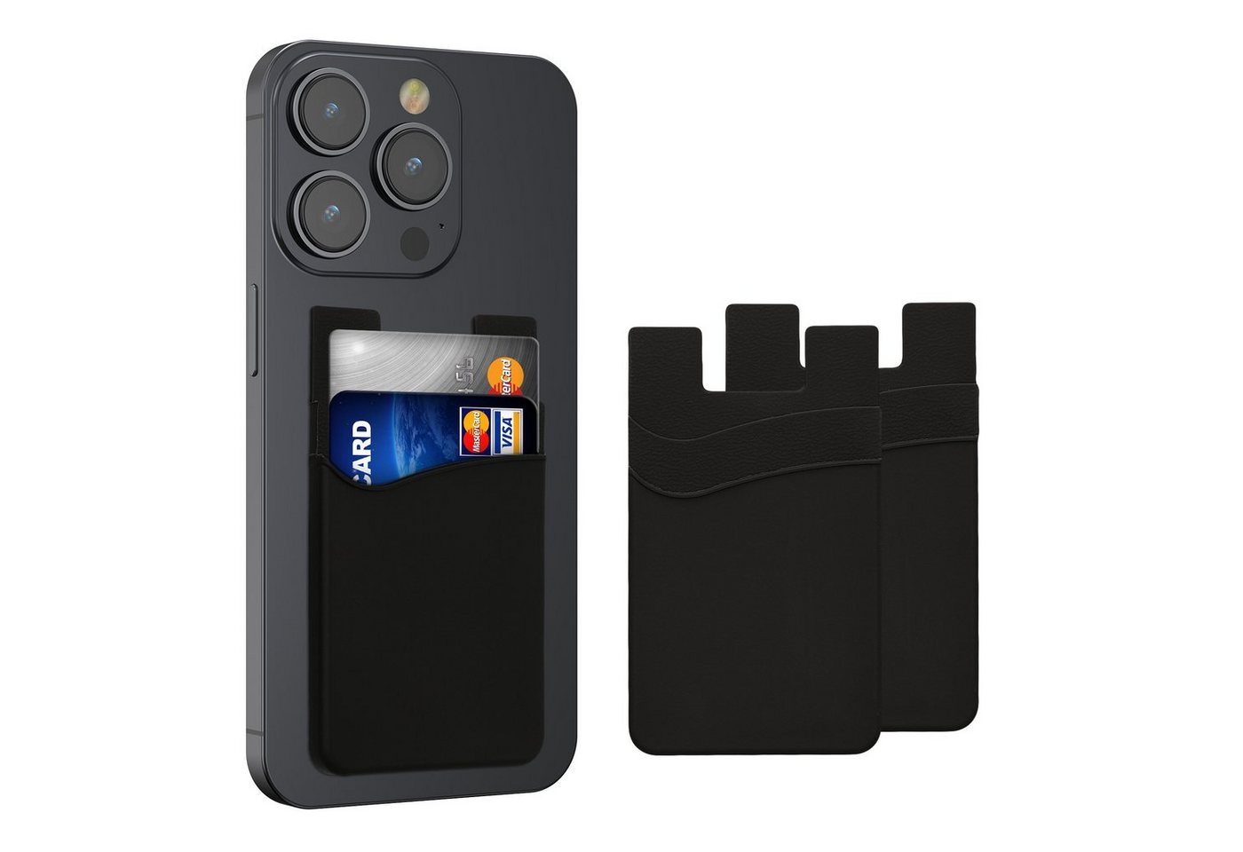 kwmobile Kartenetui 3x Stick-on Kartenhalter für Kreditkarten - Halter (1-tlg), 5,7 x 9,8 cm - für bis zu 4 Karten oder Bargeld - Wallet von kwmobile