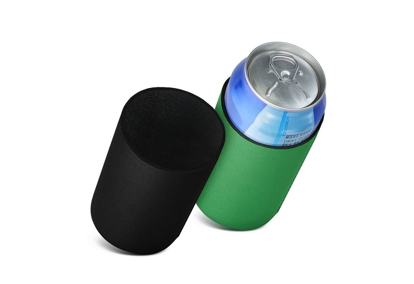 kwmobile Kühlmanschette 2x 500ml Can Dosenkühler, für Bierdosen und andere Getränkedosen - - Schwarz Grün von kwmobile