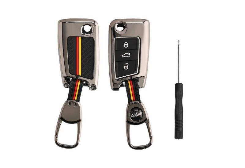 kwmobile Schlüsseltasche Auto Schlüsselhülle für VW Golf 7 MK7 3-Tasten Autoschlüssel Hülle (1-tlg), Smart Key Metallrahmen mit Silikon Case von kwmobile