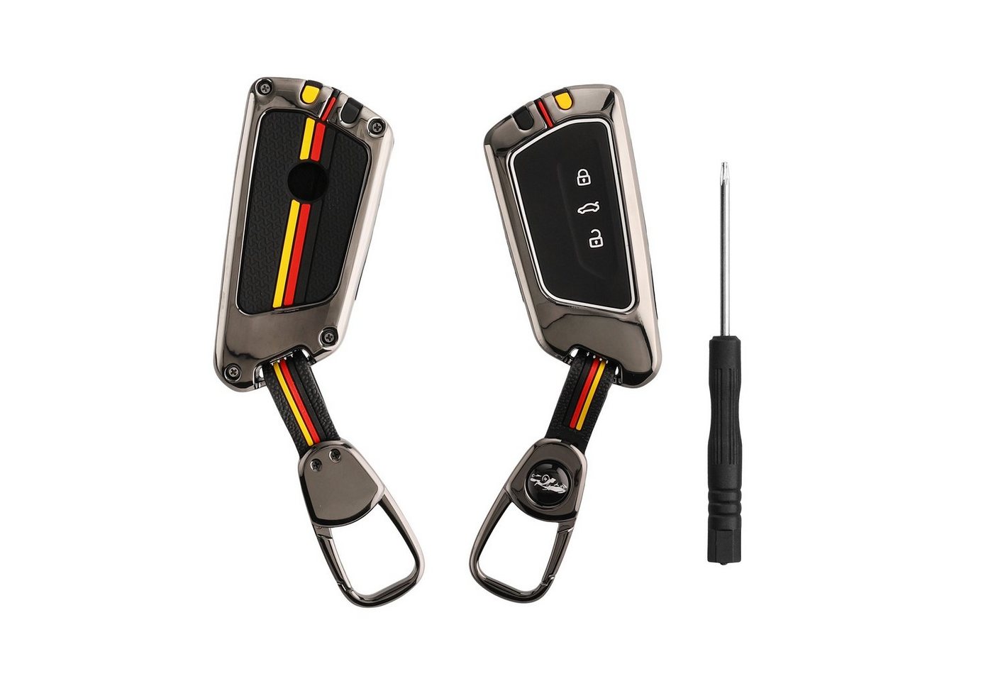 kwmobile Schlüsseltasche Auto Schlüsselhülle für VW Golf 8 3-Tasten Autoschlüssel Hülle (1-tlg), Smart Key Metallrahmen mit Silikon Case von kwmobile