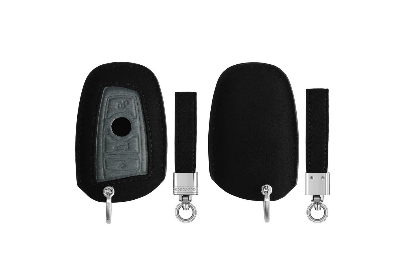 kwmobile Schlüsseltasche Autoschlüssel Kunstleder Hülle für BMW (1-tlg), Schlüsselhülle Schlüssel Case - Cover in Schwarz Grau von kwmobile
