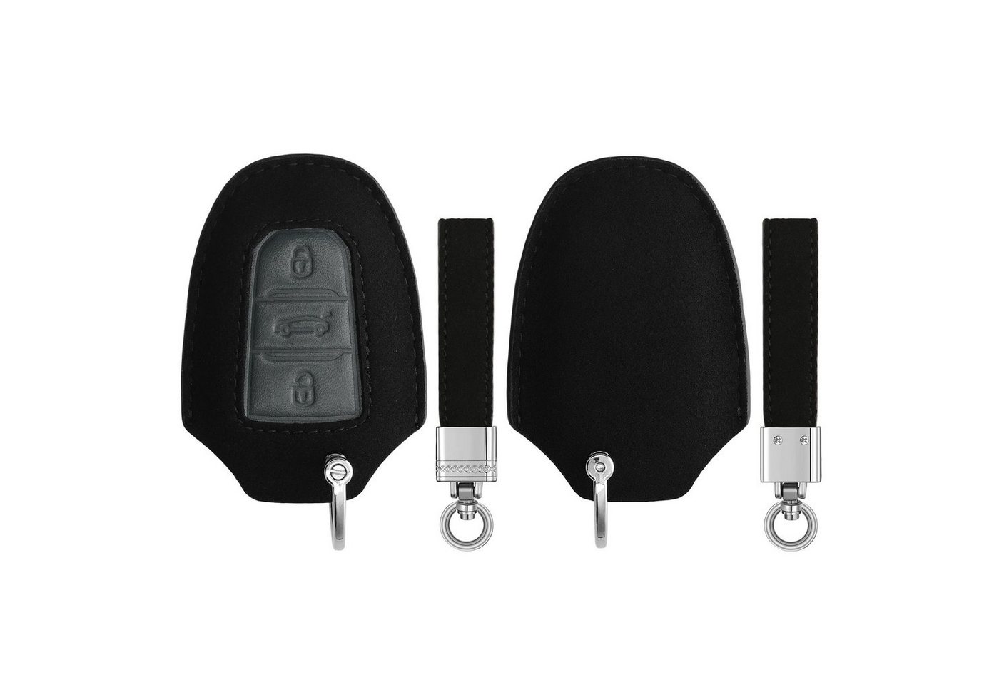 kwmobile Schlüsseltasche Autoschlüssel Kunstleder Hülle für Peugeot Citroen (1-tlg), Schlüsselhülle Schlüssel Case - Cover in Schwarz Grau von kwmobile