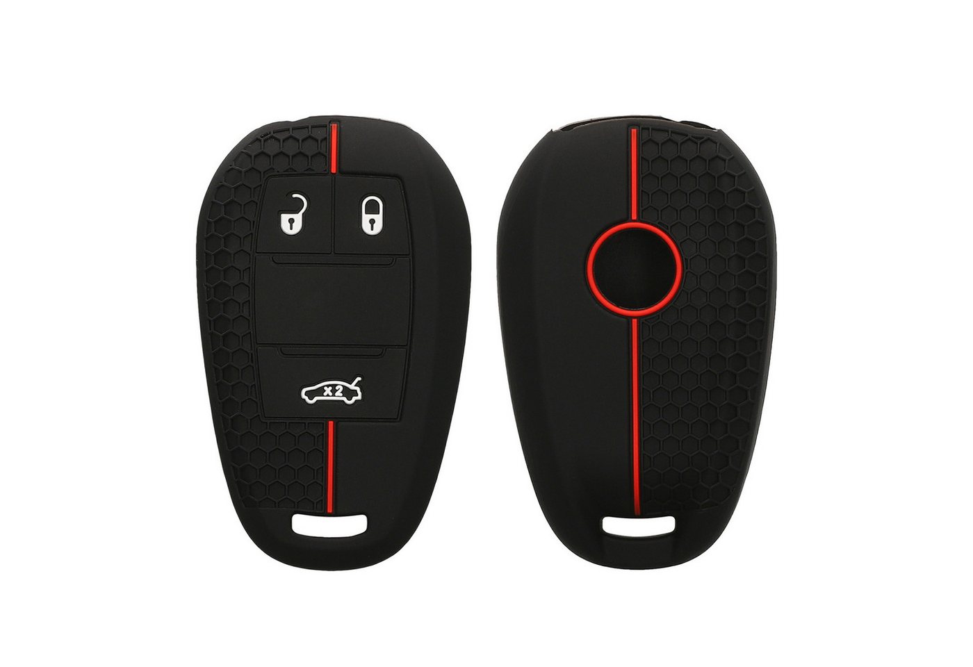 kwmobile Schlüsseltasche Autoschlüssel Silikon Hülle für Alfa Romeo 3-Tasten Funk Autoschlüssel (1-tlg), Schlüsselhülle aus Silikon - in Schwarz Rot von kwmobile