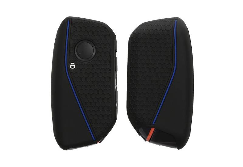 kwmobile Schlüsseltasche Autoschlüssel Silikon Hülle für BMW 4-Tasten X7 X1 U11 iX ix1 7er G07 (1-tlg), Schlüsselhülle aus Silikon - in Schwarz Blau von kwmobile