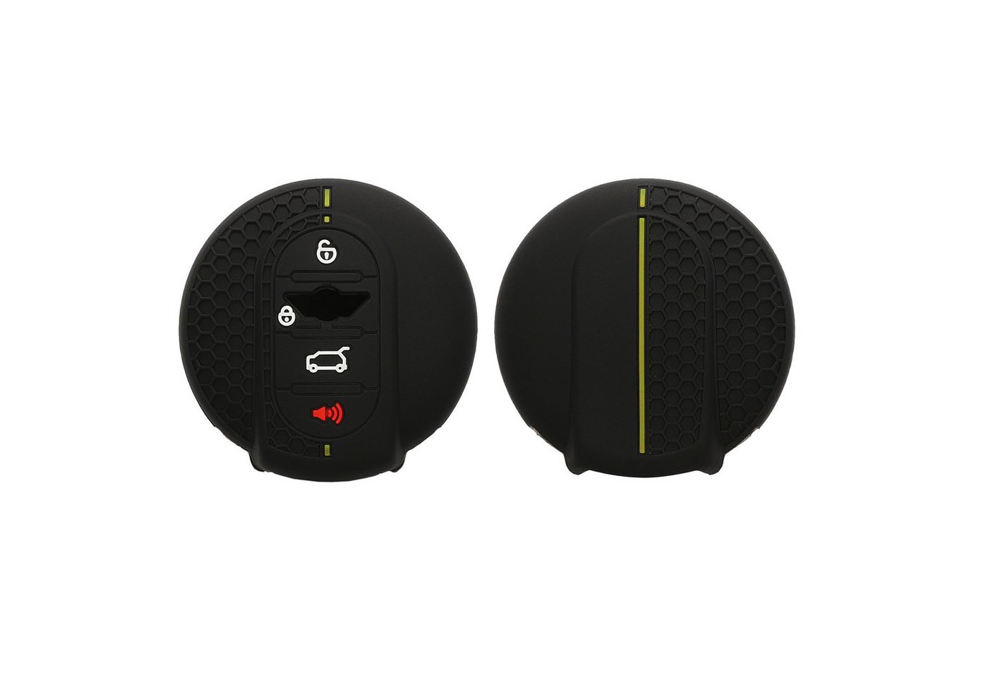 kwmobile Schlüsseltasche Autoschlüssel Silikon Hülle für Mini 3-Tasten Smart Key Autoschlüssel (1-tlg), Schlüsselhülle aus Silikon - in Schwarz Gelb von kwmobile