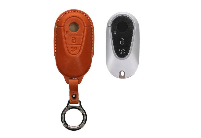 kwmobile Schlüsseltasche Hülle für Mercedes Benz 3-Tasten Smart Autoschlüssel (1-tlg), Premium Leder Autoschlüssel Schlüssel Tasche von kwmobile