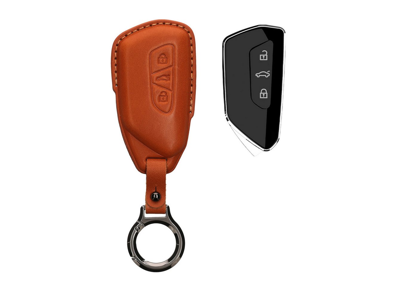 kwmobile Schlüsseltasche Hülle für VW Golf 8 3-Tasten Autoschlüssel (1-tlg), Premium Leder Autoschlüssel Schlüssel Tasche von kwmobile