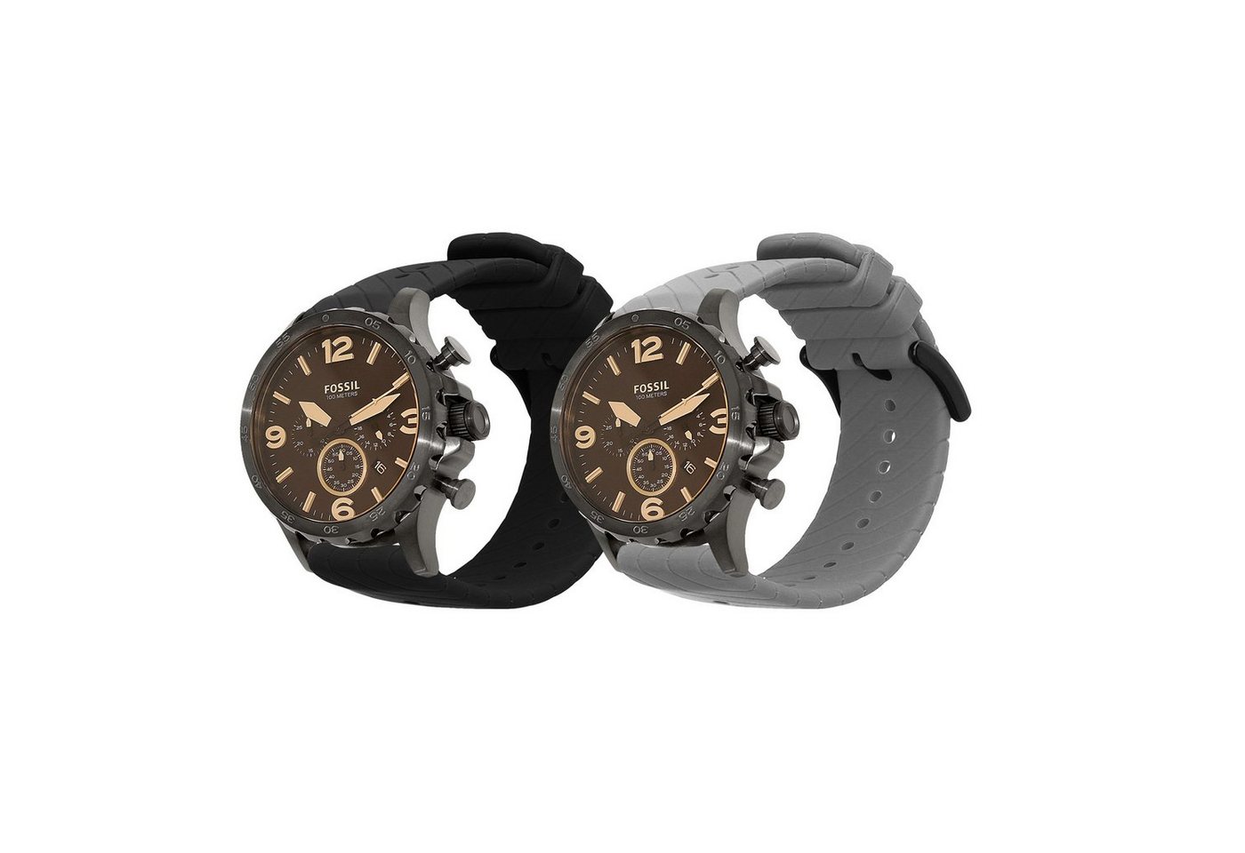 kwmobile Uhrenarmband 2x Sportarmband für Fossil Men's Nate / Q Machine, Armband TPU Silikon Set Fitnesstracker von kwmobile