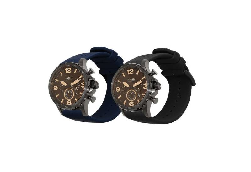 kwmobile Uhrenarmband 2x Sportarmband für Fossil Men's Nate / Q Machine, Armband TPU Silikon Set Fitnesstracker von kwmobile