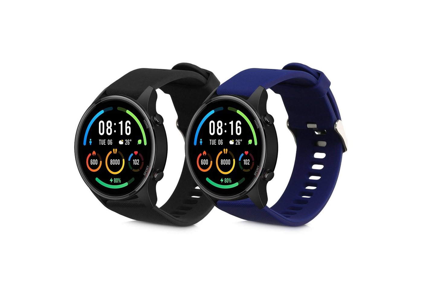 kwmobile Uhrenarmband 2x Sportarmband für Xiaomi Mi Watch / Mi Watch Color Sport, Armband TPU Silikon Set Fitnesstracker von kwmobile