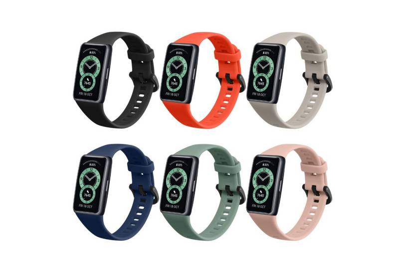 kwmobile Uhrenarmband 6x Sportarmband für Huawei Band 6 & 6 Pro / Honor Band 7 & 6 Armband, Armband TPU Silikon Großes Set Fitnesstracker - verschiedene Farben von kwmobile