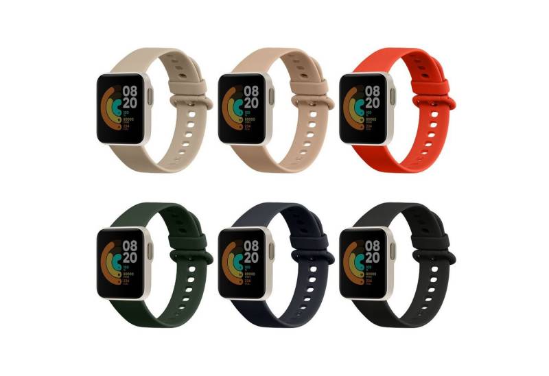 kwmobile Uhrenarmband 6x Sportarmband für Xiaomi Redmi Watch 2 Lite Armband, Armband TPU Silikon Großes Set Fitnesstracker - verschiedene Farben von kwmobile