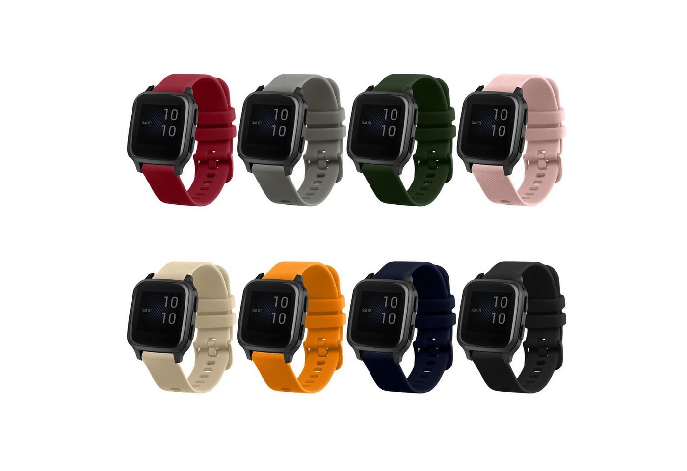 kwmobile Uhrenarmband 8x Sportarmband für Garmin Venu Sq Music / Sq Armband, Armband TPU Silikon Großes Set Fitnesstracker - verschiedene Farben von kwmobile