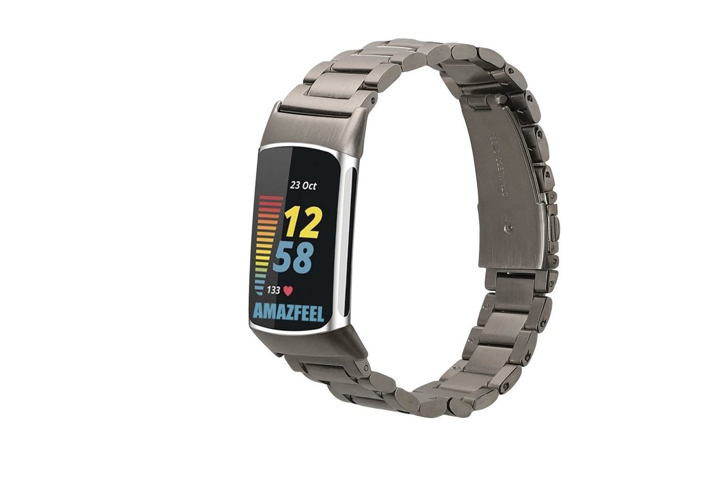 kwmobile Uhrenarmband Edelstahl Uhrenarmband für Fitbit Charge 6 / Charge 5, Ersatzarmband für Smartwatch - 14 - 22 cm Innenmaße von kwmobile