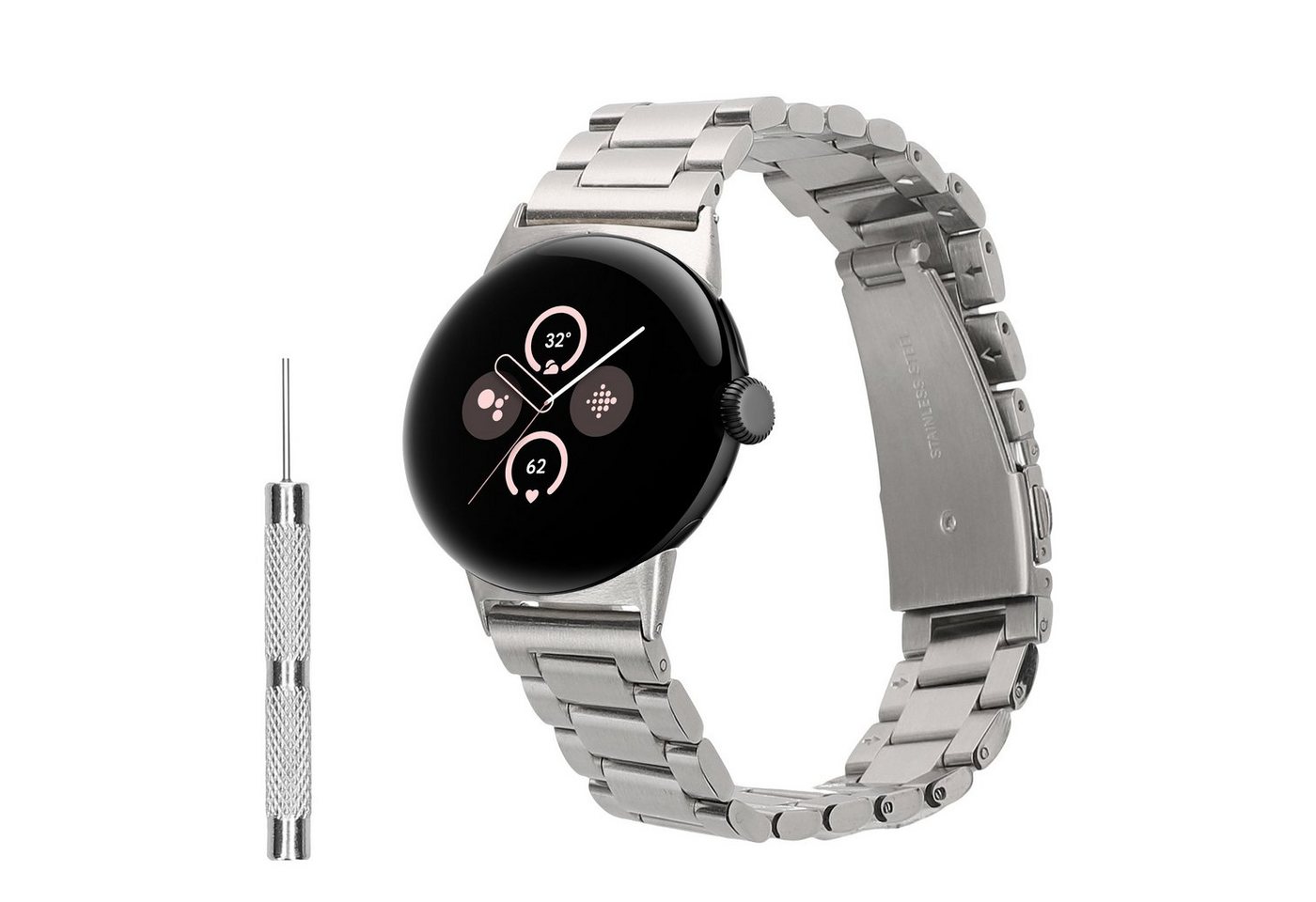 kwmobile Uhrenarmband Edelstahl Uhrenarmband für Google Pixel Watch 2 / Pixel Watch 1, Ersatzarmband für Smartwatch - 14 - 22 cm Innenmaße von kwmobile