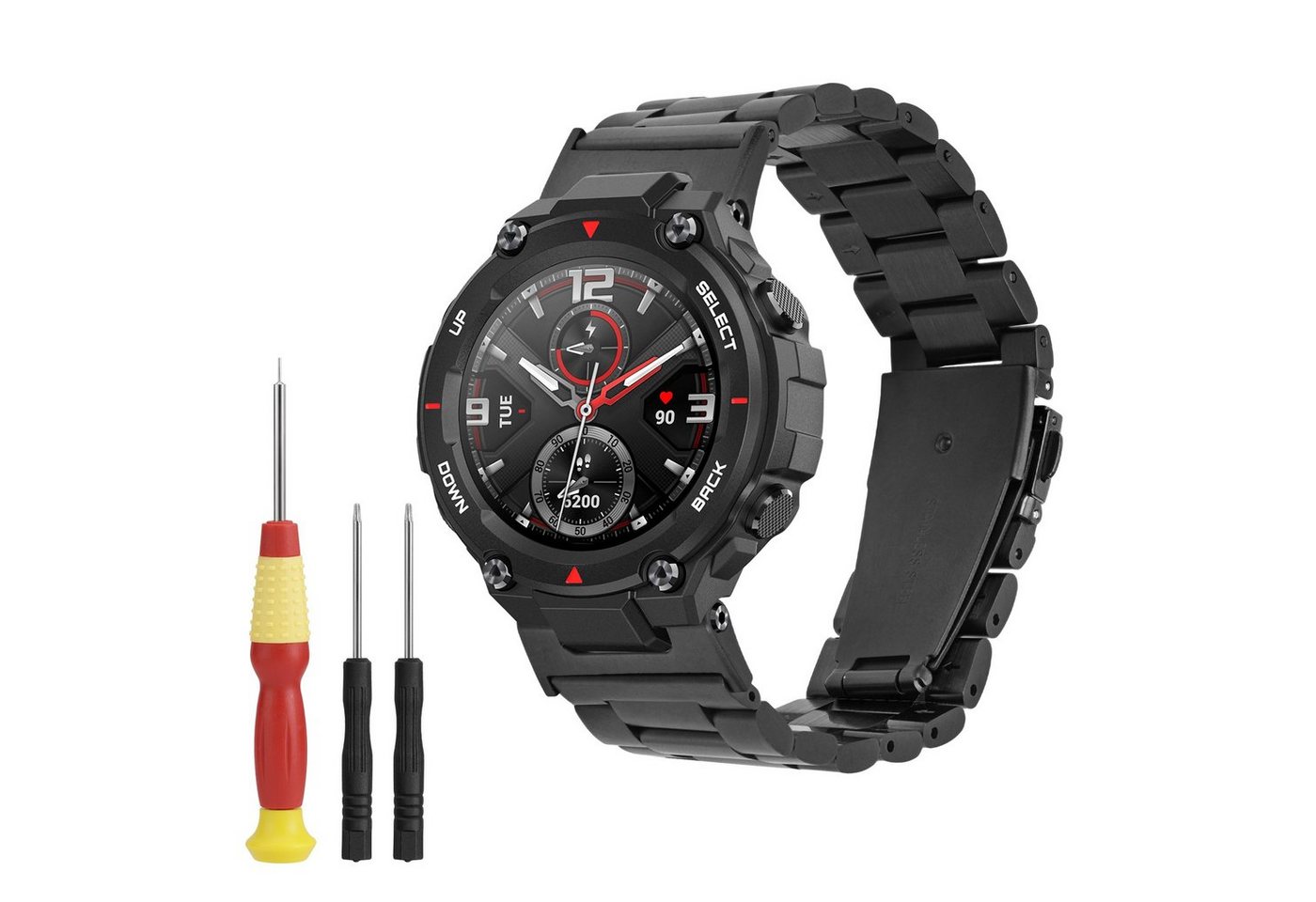 kwmobile Uhrenarmband Edelstahl Uhrenarmband für Huami Amazfit T-Rex / T-Rex Pro, Ersatzarmband für Smartwatch - 14 - 22 cm Innenmaße von kwmobile