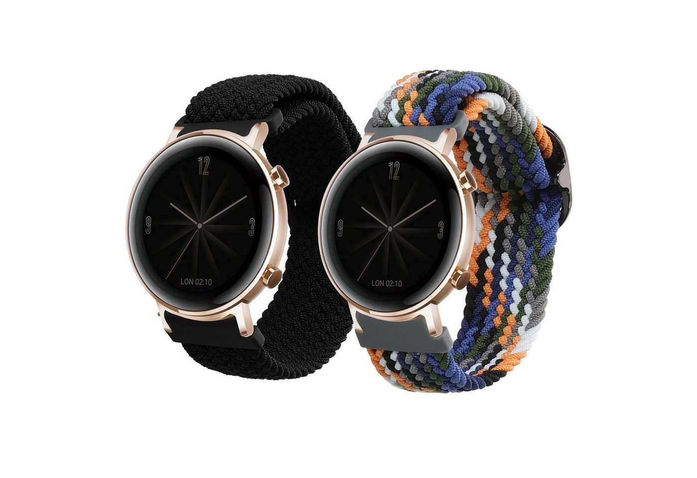 kwmobile Uhrenarmband Sportband für Huawei Watch GT3 (42mm) / Watch GT2 (42mm) / Watch 2, 2x Nylon Fitnesstracker Sportarmband Band von kwmobile