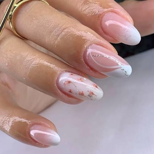 24 Stcs French Press Auf Nägel Kurze Acrylnägel Mit Blumen Designs Mandel False Nails Für Frauen Maniküre Nägel 24 Stcs French Press Auf Nägel Kurze Acrylnägel Mit Blumen Designs Mandel False Nails Für Frauen Maniküre Nägel von kwoifioy