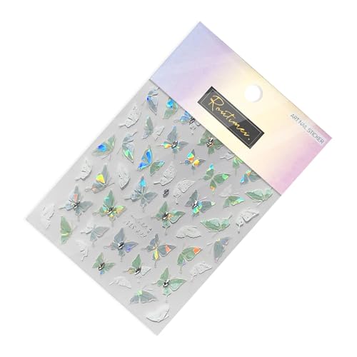 5D Japanische Glitzernde Schmetterlings Nagelkunst Aufkleber Einzigartige Selbstklebende Aufkleber Modische Nageldekoration Für Maniküre von kwoifioy