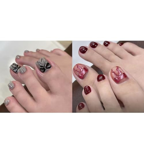 Drücken Auf Zehennägel Kurzquadrat Gefälschte Zehennägel Französische Tipps Falsch Zehennagel Zehennägeln Für Frauen 48pcs In 12 Größen von kwoifioy