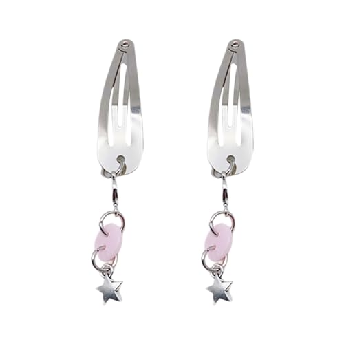 Glänzende Metall-Haarnadeln für Damen, baumelnder Stern-Anhänger, Haarspange, auffällig, metallisches Gefühl, Pony, Haarspange, 2 Stück von kwoifioy
