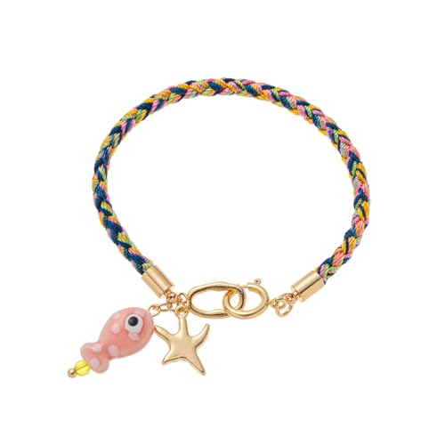 Handgefertigtes Geflochtenes Kabelarmband Mit Keramikfisch Und Sterncharm Buntes Design Armreif Für Frauen Männer Einfaches Design Schmuck Geschenk von kwoifioy