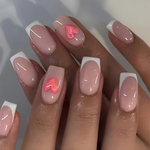 Quadratische Nägel, künstliche Nägel, zum Aufkleben, zum Aufkleben, künstliche Nägel, für Damen und Mädchen von kwoifioy