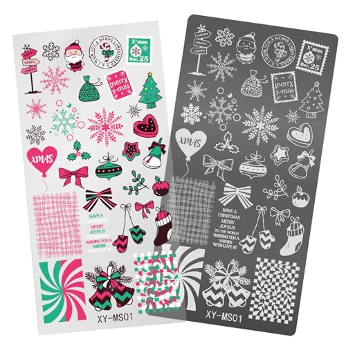 Weihnachtsserie Nagel Stempelplatten Nagel Kunst Stempelschablone Schneeflocken Maniküre Druck Hirsch Nagel Stempelplatte von kwoifioy