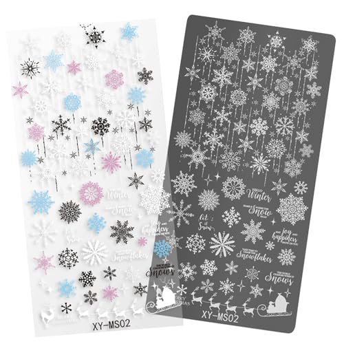 Weihnachtsserie Nagel Stempelplatten Nagel Kunst Stempelschablone Schneeflocken Maniküre Druck Hirsch Nagel Stempelplatte von kwoifioy