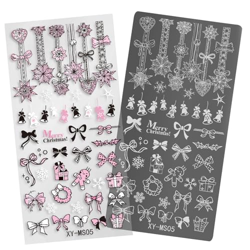 Weihnachtsserie Nagel Stempelplatten Nagel Kunst Stempelschablone Schneeflocken Maniküre Druck Hirsch Nagel Stempelplatte von kwoifioy