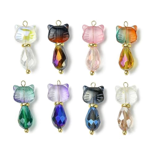 kwoifioy 5pcs/8pcs Glass Cats Charme Tierformzubehör Für Armbänder Und Halsketten Handgefertigte Schmuckzubehör Für Die Herstellung von kwoifioy