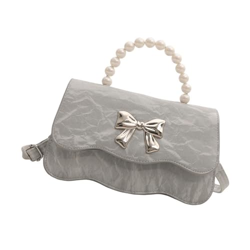 kwoifioy Damen PU Leder Süße Bögen Umhängetasche Perlen Perlen Handtasche Mit Einstellbarem Riemen Crossbody Multifunktionaler Schulter von kwoifioy