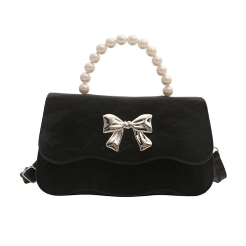 kwoifioy Damen PU Leder Süße Bögen Umhängetasche Perlen Perlen Handtasche Mit Einstellbarem Riemen Crossbody Multifunktionaler Schulter von kwoifioy