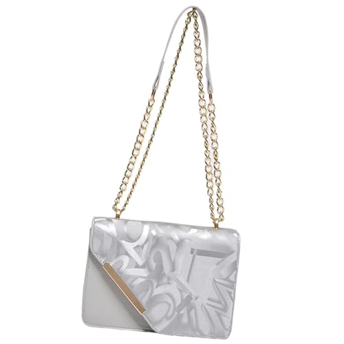 kwoifioy Frauen Bag Kette Gurt Crossbody Lässige Handtasche Ästhetische Schulter PU Leder Boten Einkaufsdatieren Frauen Handtaschen Kettenband Schulter Crossbody Ästhetischer Boten von kwoifioy