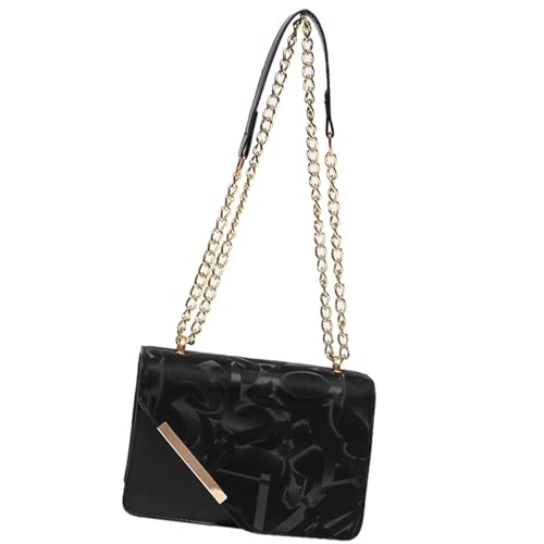 kwoifioy Frauen Bag Kette Gurt Crossbody Lässige Handtasche Ästhetische Schulter PU Leder Boten Einkaufsdatieren Frauen Handtaschen Kettenband Schulter Crossbody Ästhetischer Boten von kwoifioy