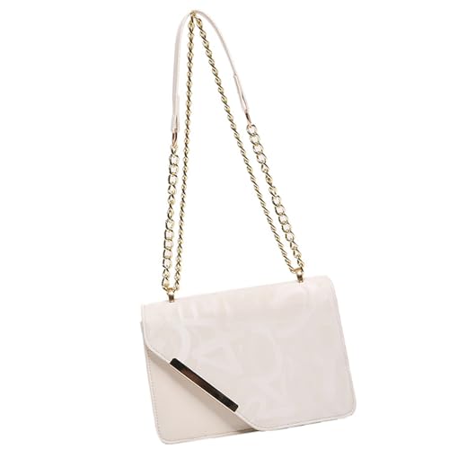 kwoifioy Frauen Bag Kette Gurt Crossbody Lässige Handtasche Ästhetische Schulter PU Leder Boten Einkaufsdatieren Frauen Handtaschen Kettenband Schulter Crossbody Ästhetischer Boten von kwoifioy
