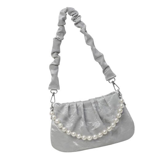 kwoifioy PU Leder Umhängetasche Für Frauen Mädchen Gerissen Crossbody Ästhetische Handtasche Modemessen Mit Perlenkette Damen PU Leder Schulter Ruch Messenger Personalisiert Crossbody von kwoifioy