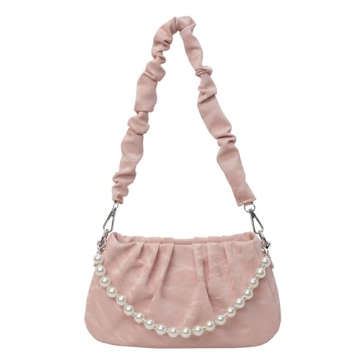 kwoifioy PU Leder Umhängetasche Für Frauen Mädchen Gerissen Crossbody Ästhetische Handtasche Modemessen Mit Perlenkette Damen PU Leder Schulter Ruch Messenger Personalisiert Crossbody von kwoifioy