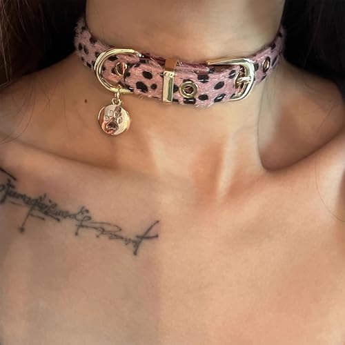 kwoifioy Trendy Vintage Leopard Print Chokers Halskette Dekoration Für Frauen Mädchen Metall Anhänger Punk Styles Accessoires von kwoifioy