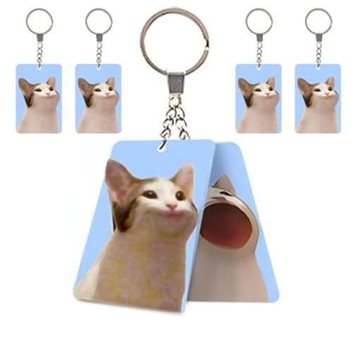 Niedlicher Kätzchen-Schlüsselanhänger – Entzückender Acryl-Katzen-Anhänger mit dynamischer Bewegung, lustiger Mini-Schlüsselanhänger mit Mundöffnung von kychenBase