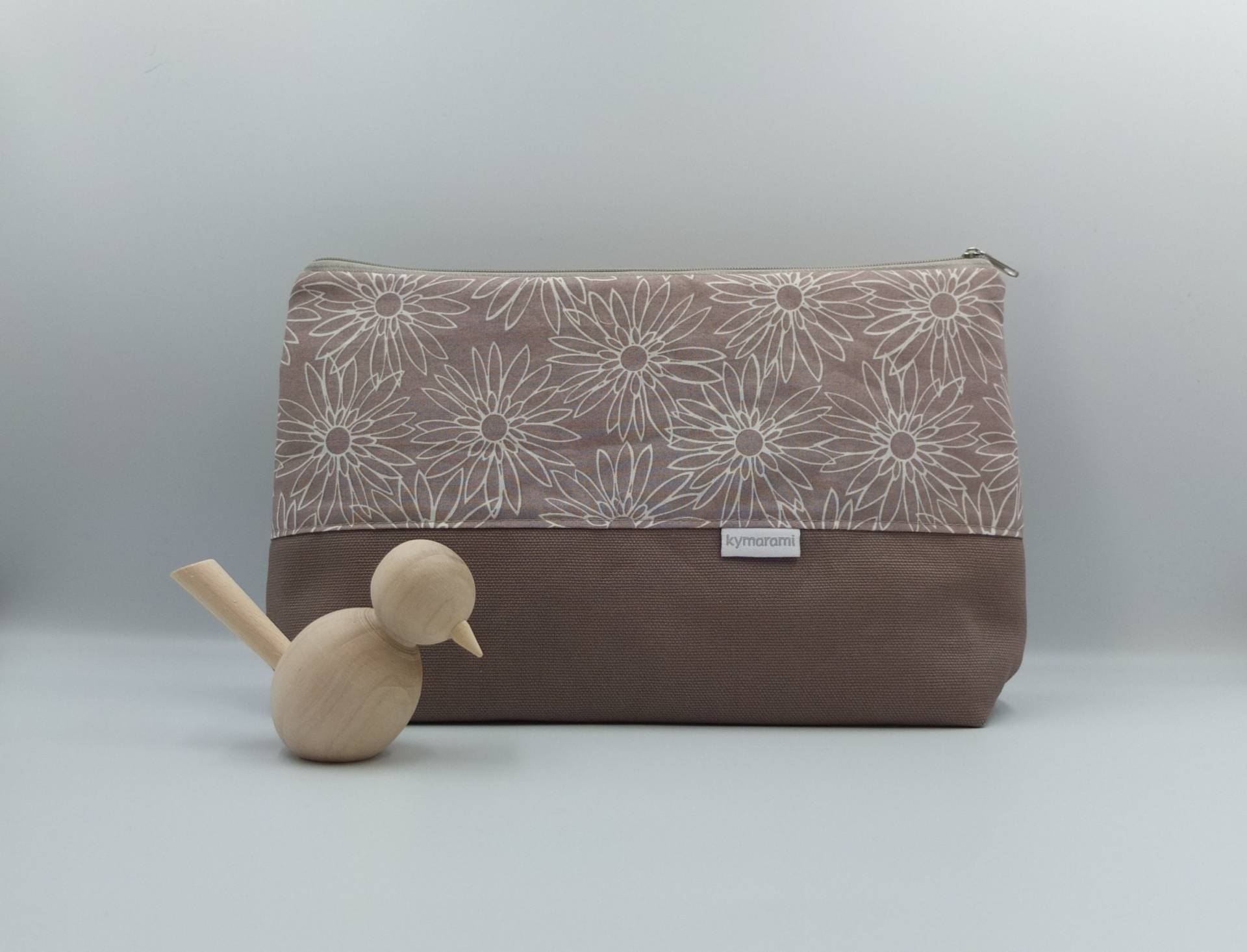Kosmetiktasche Xl Taupe Blumen Kosmetiktasche Xl Taupe Blumen von kymarami