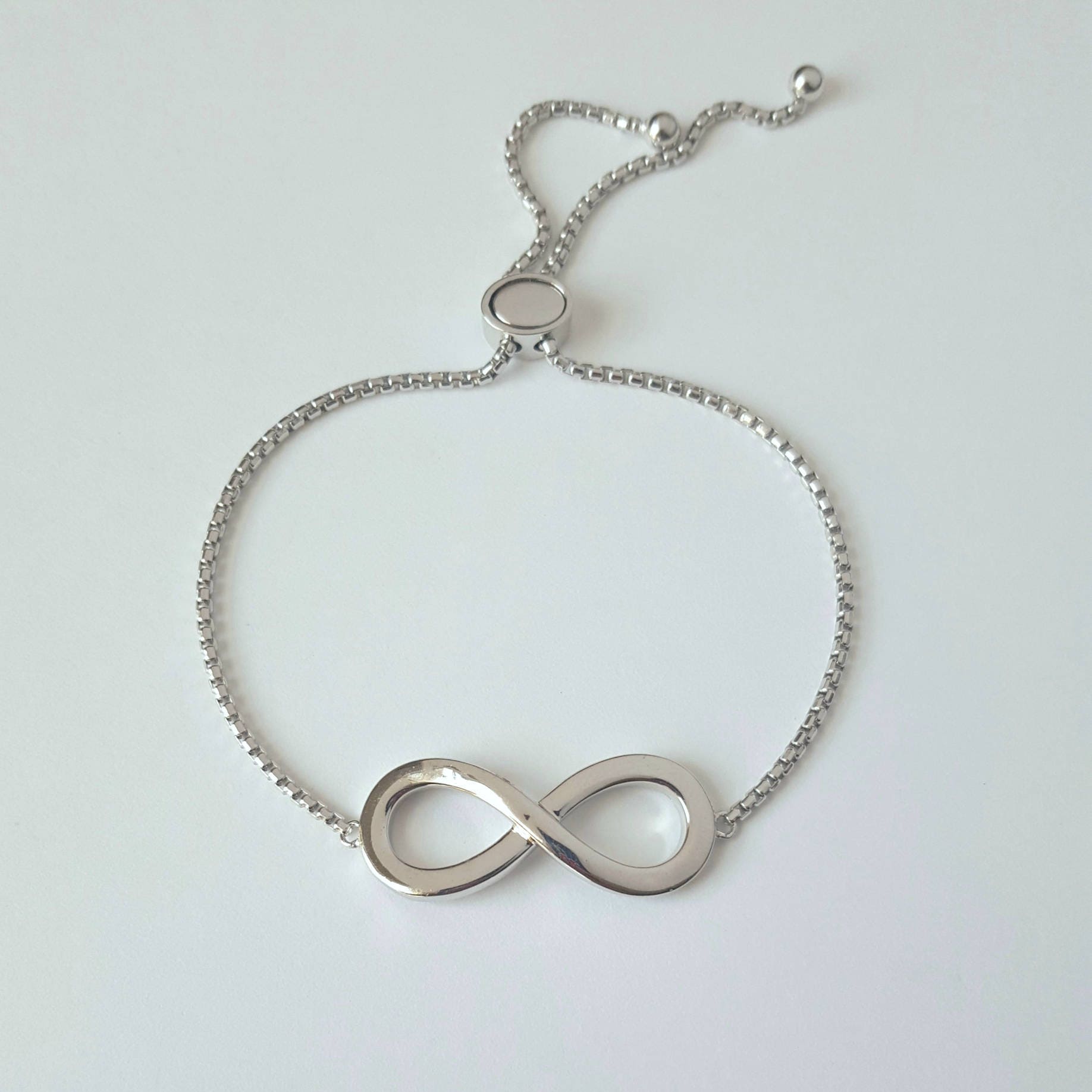 sterling Silber Infinity Armband, Kette, Verstellbares Unisex Geburtstag Geschenk, Mann Schmuck von kyooziAccessories