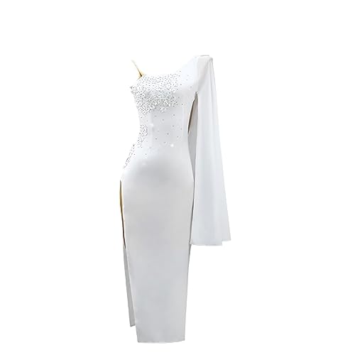 Aufkleber Ballsaal Tanzkleider Für Frauen Hosenträger Walzer Modern Weißer Langer Rock Foxtrott Kostüme Schlanke Passform Kleid Mit (S,White) von kzytamz