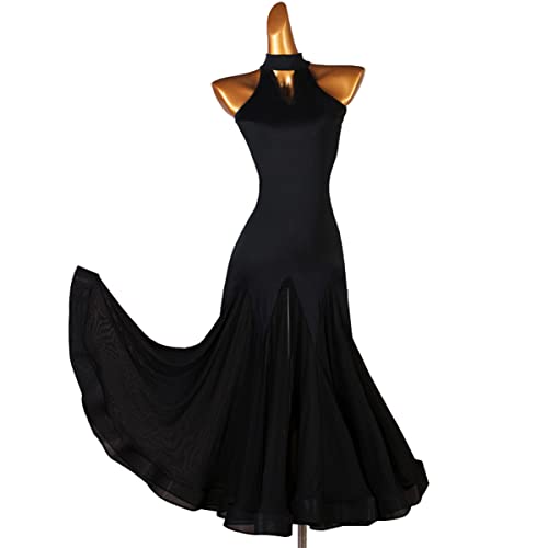 kzytamz Ballsaal-Wettbewerbstanzkleid für Damen, ärmelloses, modernes Walzer-Tango-Standardkleid, schwarzes Sommerkleid Ballsaal Leistung Tanzkleider Geschenke für Frauen (S,Black) von kzytamz